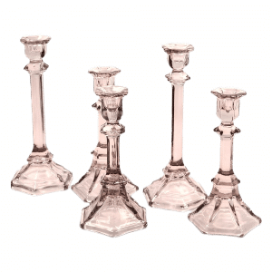 title Bougeoirs en verre rose