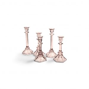 title Bougeoirs en verre rose