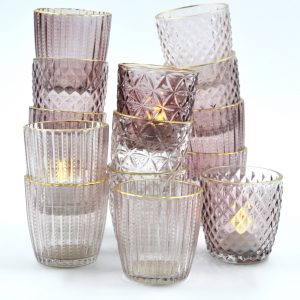 title Photophores en verre roses