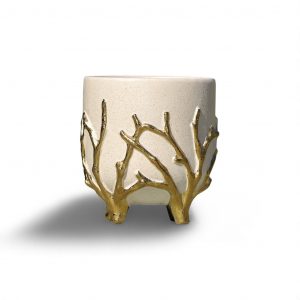 title Cache-pot en céramique beige et or