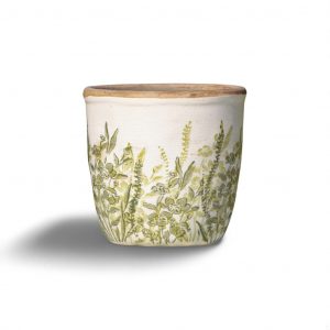 title Cache-pot en céramique à feuillage vert
