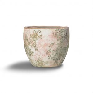 title Cache-pot céramique fleurs roses