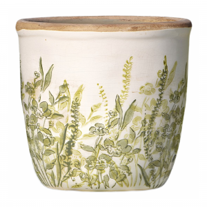 title Cache-pot en céramique à feuillage vert
